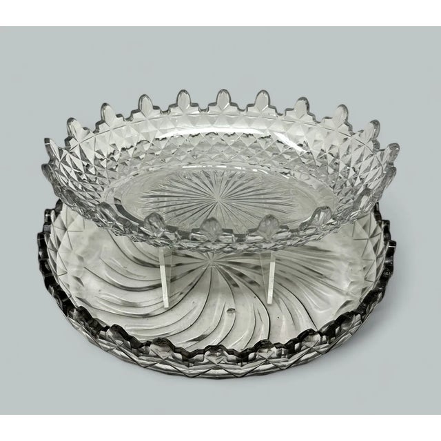 Traditional Antique Irish Tipperary Waterford Glass Cut Crystal Georgian Circular Bowl Tray For Sale - Image 3 of 12