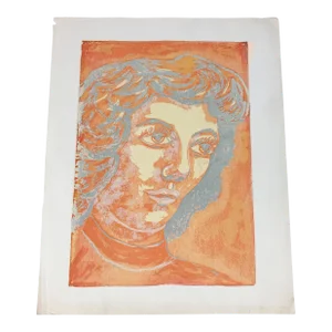 Vintage 60s MCM Pop Art Jean Curtis Print Serigraph Female Portrait Mid Century