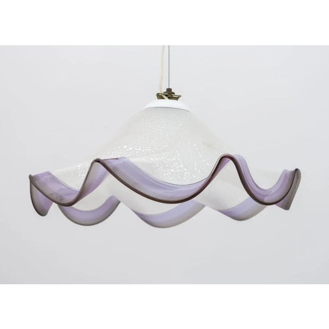 Mid-Century Modern Mid-Century Italian Modern Murano Silver Leaf Glass Pendant Lamp, 1970s For Sale - Image 3 of 11