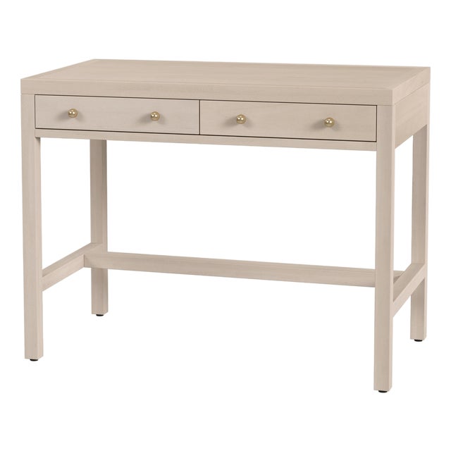 Nora 40 in. W Rectangular Wood 2 Drawer Writing Desk, Antique Taupe For Sale