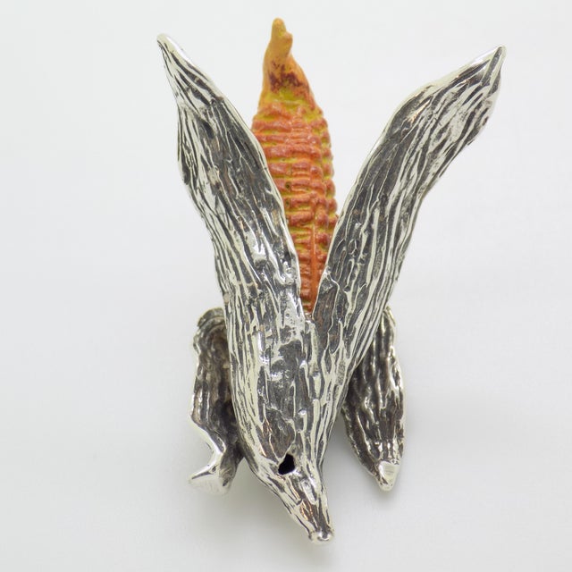 Vintage Italian Handmade Genuine Silver Corncob Ear of Corn Figurine Miniature For Sale - Image 6 of 9