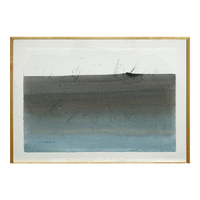 1970s Minimalist Sand Dunes Watercolor Landscape by Edward Walaitis For Sale