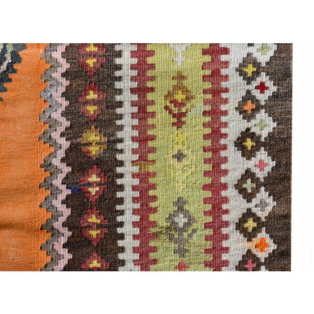 Orange Early 20th Century Saveh Kilim Rug For Sale - Image 8 of 11