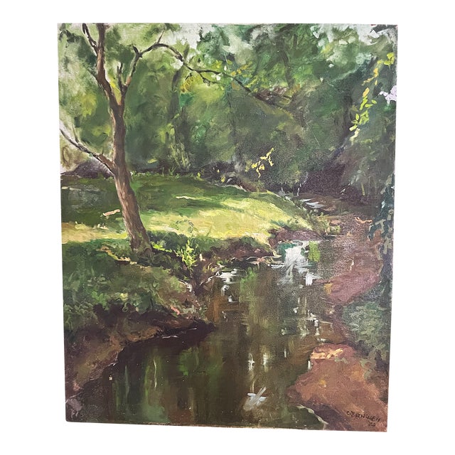 Original Signed Landscape Oil Painting on Canvas 1930's For Sale