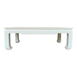 Villa & House Asian Modern White Lacquer Linen Finished Bethany Coffee Table For Sale