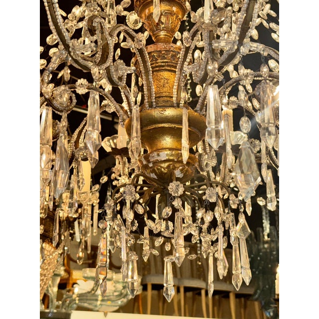 Large 19th C. Italian Giltwood and Crystal Chandelier For Sale In Dallas - Image 6 of 8