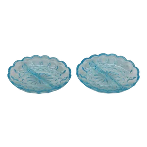 Anchor Hocking Glass Fairfield Light Blue Relish Dishes - Set of 2
