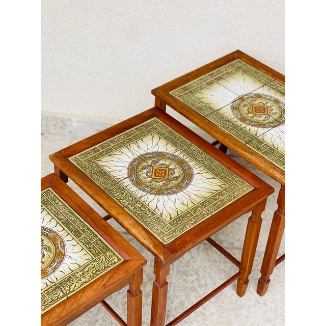 Danish teak and tiled nesting coffee table. made up of three tables. made in denmark dimensions: h45.5 l52.5 d37 / h43.5...