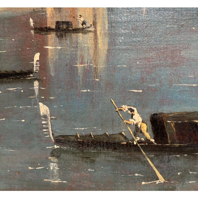 View of Venice with the Island of San Giorgio Maggiore and the Basilica, Oil on Canvas, 19th Century, Framed For Sale - Image 9 of 16