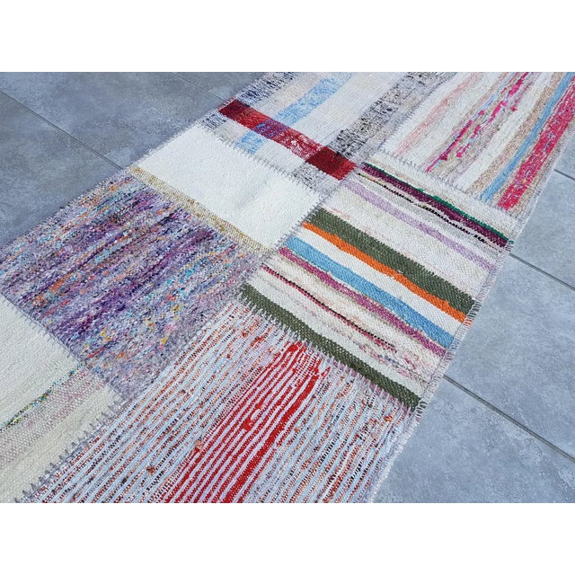 1950s Turkish White Purple Ethnic Rug For Sale - Image 6 of 10