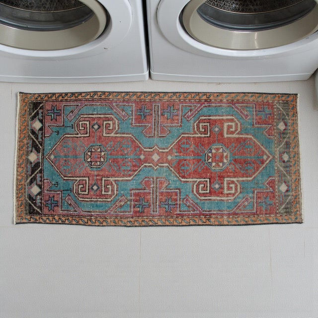 Rustic 1970s Vintage Hand Knotted Small Rug Enrtway Mat, Kitchen Bathroom Decor 2x4 Ft Approx For Sale - Image 3 of 13