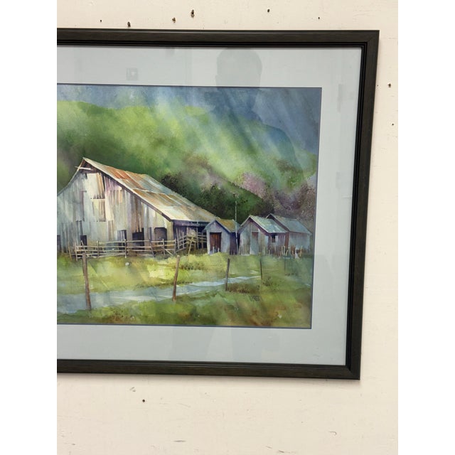 Paint Hal Booth East Bay Barn Tassajara Road Framed Watercolor, Circa 1996 For Sale - Image 7 of 11