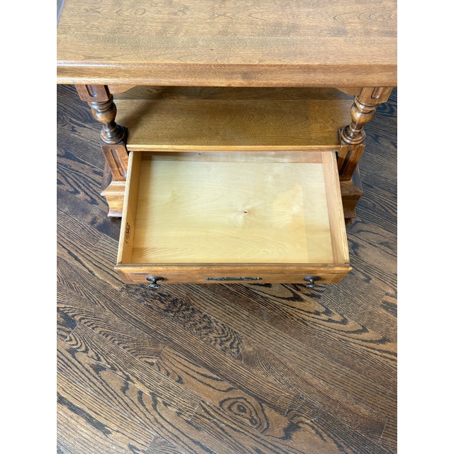 Vintage Cal Shops Solid Maple Coffee Table With Drawer & Lower Shelf For Sale - Image 12 of 12