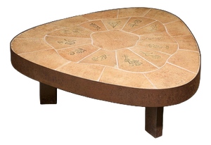 Shaped Coffee Table with Ceramic Tiles and Steel Frame from Barrois, France, 1960s