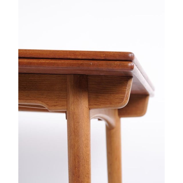 Wood Teak and Oak Dining Table with Extensions by Hans J. Wegner for Andreas Tuck, Denmark, 1960s For Sale - Image 7 of 11