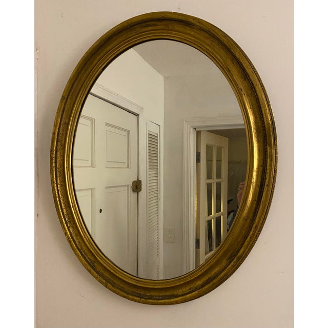 Traditional Antique Mirror Oval Round Mantle Sideboard For Sale - Image 3 of 3
