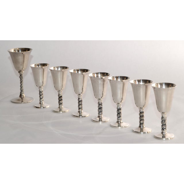 1930s Mid-Century Modern F. B. Rogers Silver Plated Goblets Stemware, Set of 8 For Sale - Image 18 of 18