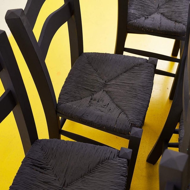 Vintage Black Wooden Chairs, Set of 9 For Sale - Image 10 of 13