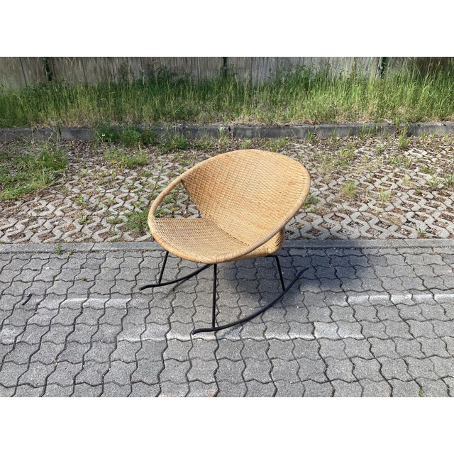 Modernist Wicker Cane Rocking Chair, 1960s For Sale - Image 16 of 18