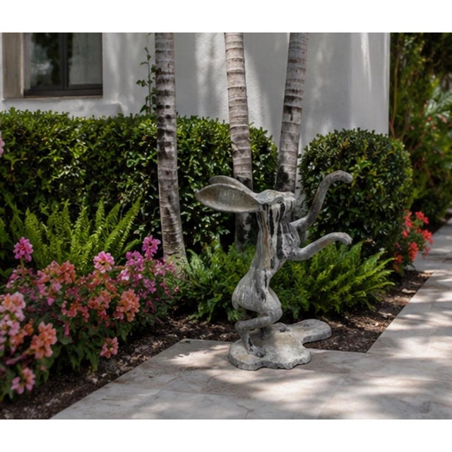 Vintage Boxing Garden Hare Cast Iron Statue For Sale - Image 11 of 12