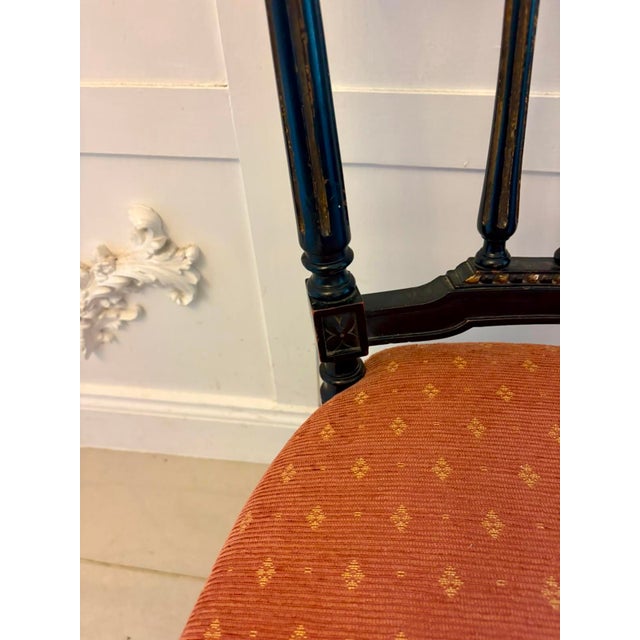 Antique Victorian Ebonised & Gilt Dining Chairs, 1880, Set of 4 For Sale - Image 14 of 18