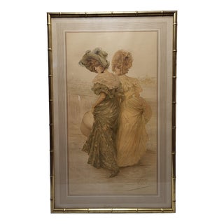 Frédérique Vallet-Bisson, Elegant Figures, 1900s, Lithograph For Sale