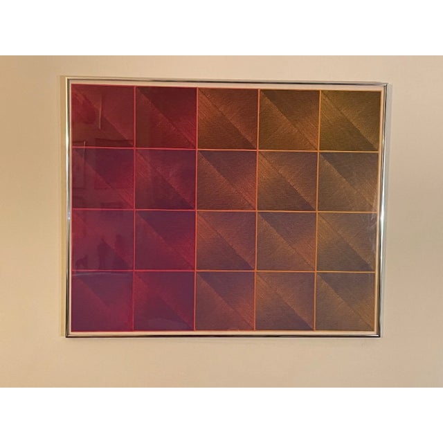 Red Geometric Abstract Artist's Proof Serigraph by Aijiro Wakita For Sale - Image 8 of 8
