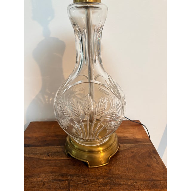 1970s Vintage Wildwood Cut Crystal Wheat & Brass Table Lamp, Circa 1970s For Sale - Image 5 of 10