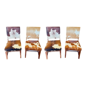 Set of 4 Southwestern Leather Dining Chairs