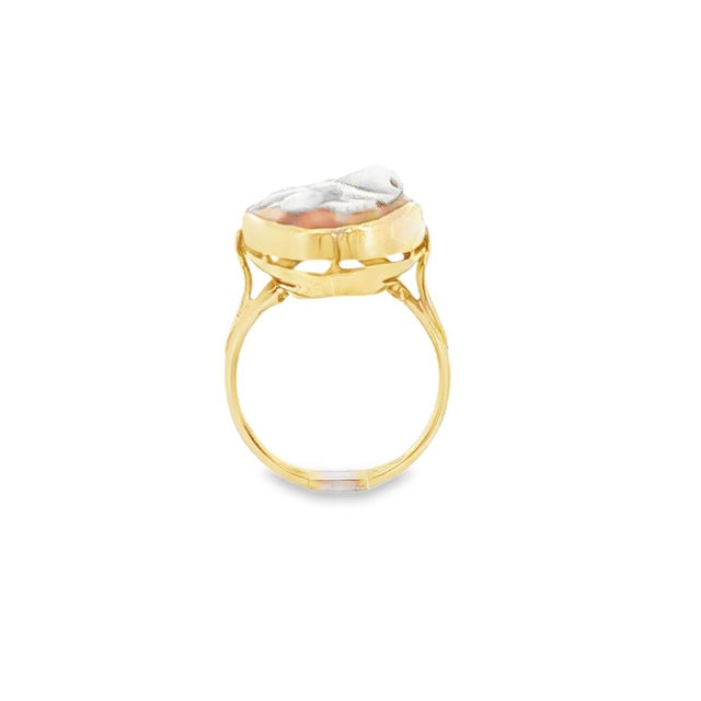 Contemporary Mid-Century 14k Yellow Gold Flower Cameo Ring, Size 6.25 For Sale - Image 3 of 4