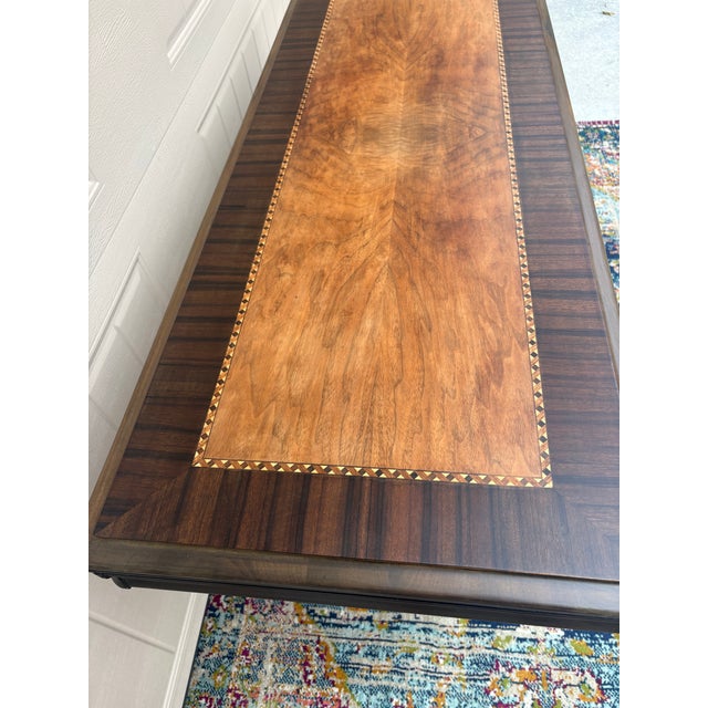 Vintage Jacobean Revival Library Table With Inlay on Top For Sale In Savannah - Image 6 of 12