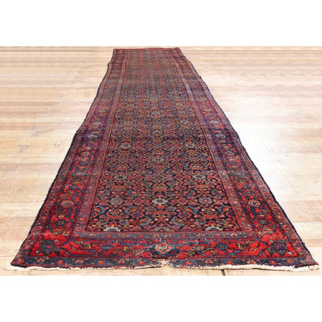 Antique Persian Senneh Rug, 03'05 X 17'01 For Sale - Image 9 of 10
