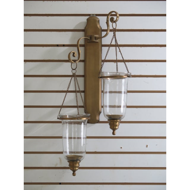 Unusual Brass Candelabra Sconces W. Glass Globes A Pair Chairish