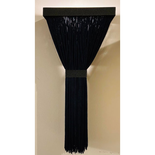 Modern Arteriors Modern Black Silk Strings Jenessa Sconces Pair For Sale - Image 3 of 6