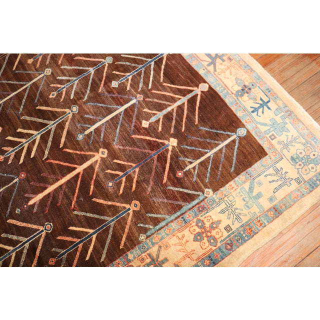Zabihi Collection Persian Bakshaish Tree Square Contemporary Rug For Sale - Image 11 of 12