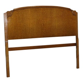 Art Deco Carved Oak Double Headboard For Sale