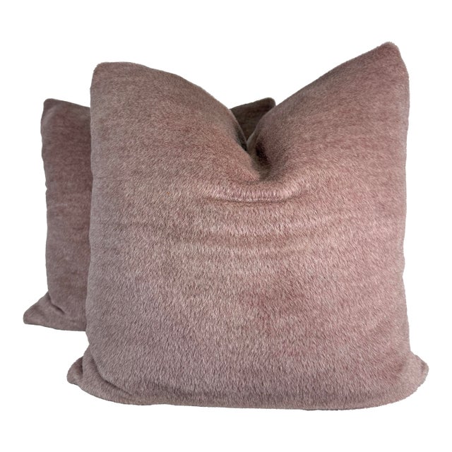 Holly Hunt "Royal Alpaca" in Violet Dusk 22" Pillows-a Pair For Sale