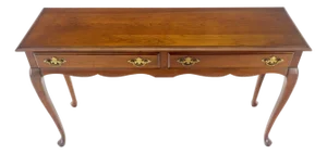 Solid Cherry Queen An Style Two Drawers Low Profile Console Table MINT