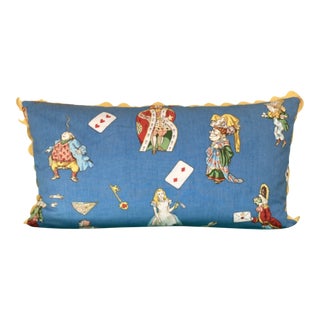 Vintage Alice in Wonderland Blue by Jane Churchill for Colefax & Fowler Oversize Bolster Pillow For Sale