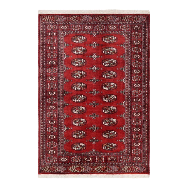 Shabby Chic Bokhara Red/Rust Hand Knotted Wool Rug For Sale