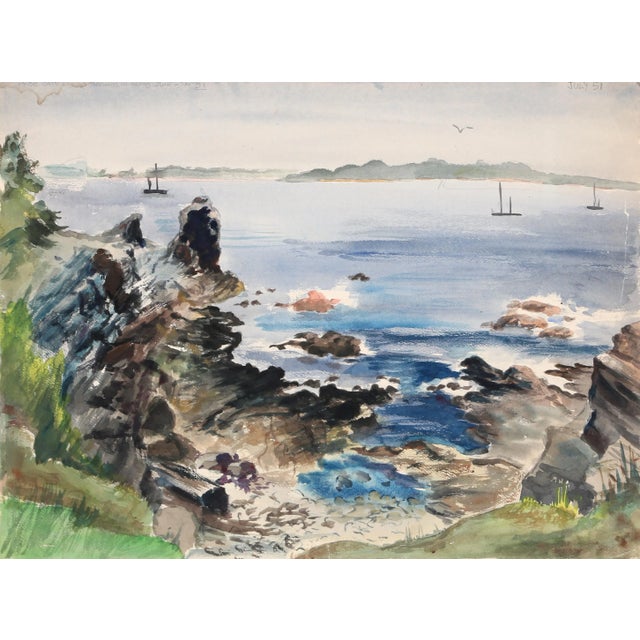 Artist: Eve Nethercott, American (1925 - 2015) Title: Cape Elizabeth, Portland (P6.5) Year: 1951 Medium: Watercolor on...