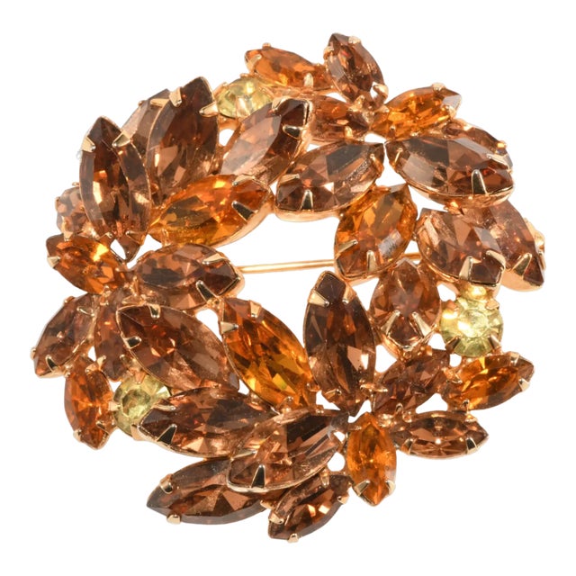 Vintage Napier Rhinestone Brooch Rhinestones Gold-Plated For Sale