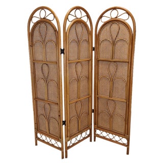 Italian Rattan and Wicker Room Divider, 1960s For Sale