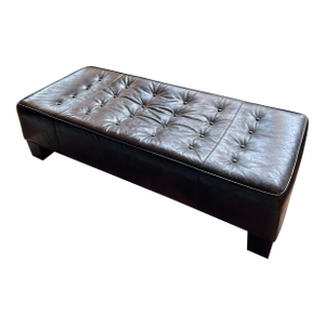 Large Rectangular Dark Tobacco Leather Ottoman
