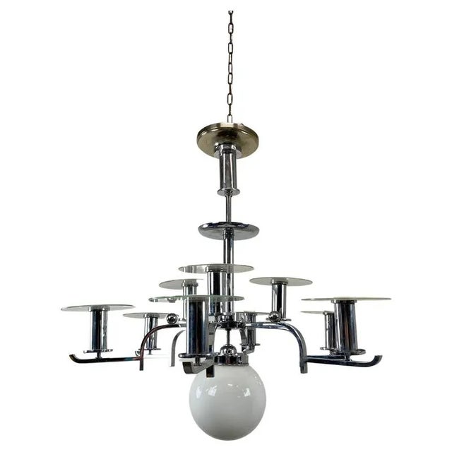 Large Functionalist Bauhaus Chandelier, 1930s For Sale - Image 12 of 12