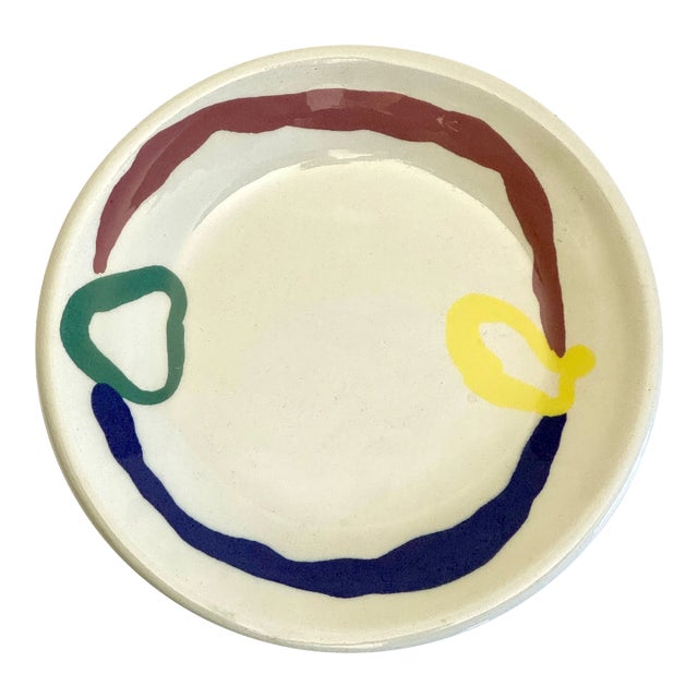 2 of 3 Jurg Lanzrein 1980's Ceramic Decorative Plate With Whimsical Modern Colorful Illustration For Sale