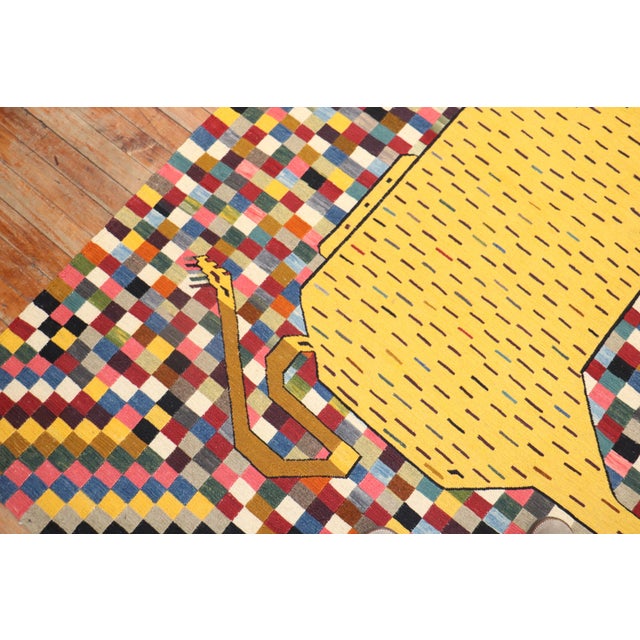 Late 20th Century Persian Rhinoceros Checkerboard Kilim - 4'11" x 6'11" For Sale In New York - Image 6 of 18
