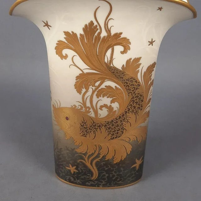 Handmade 24 Karat Gold-Plated Porcelain Goldfish Vase from Morbelli, 1970s For Sale - Image 6 of 14