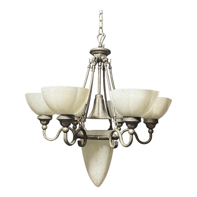 Vintage Late 20th Century 6 Light Fixture Chandelier For Sale