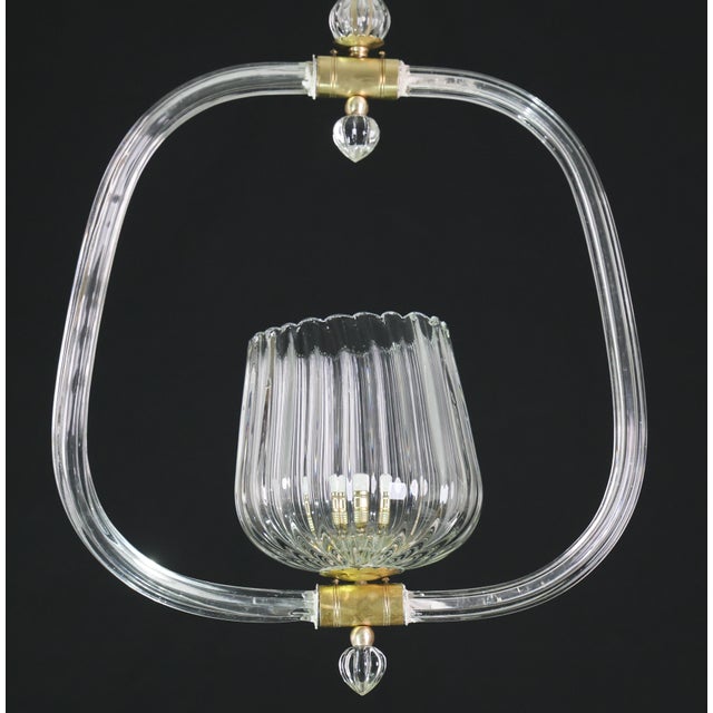 1950s 1950s Charming Murano Glass Art Deco Pendant Chandelier by Ercole Barovier For Sale - Image 5 of 14